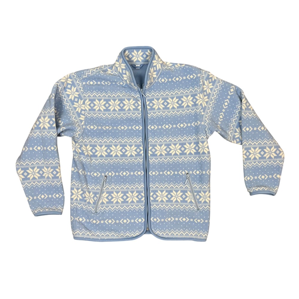 Uniqlo Kids Fleece Jacket Blue White Snowflake Full Zip Outerwear‎ Size 5T
